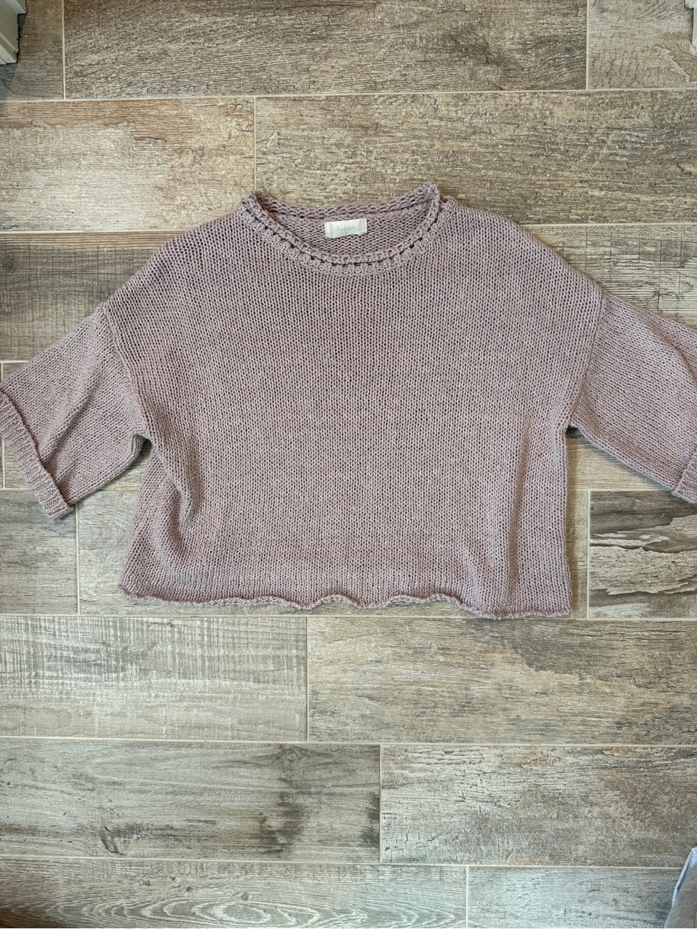 Altar'd State Cropped Scoop Neck Sweater in Dusty Mauve